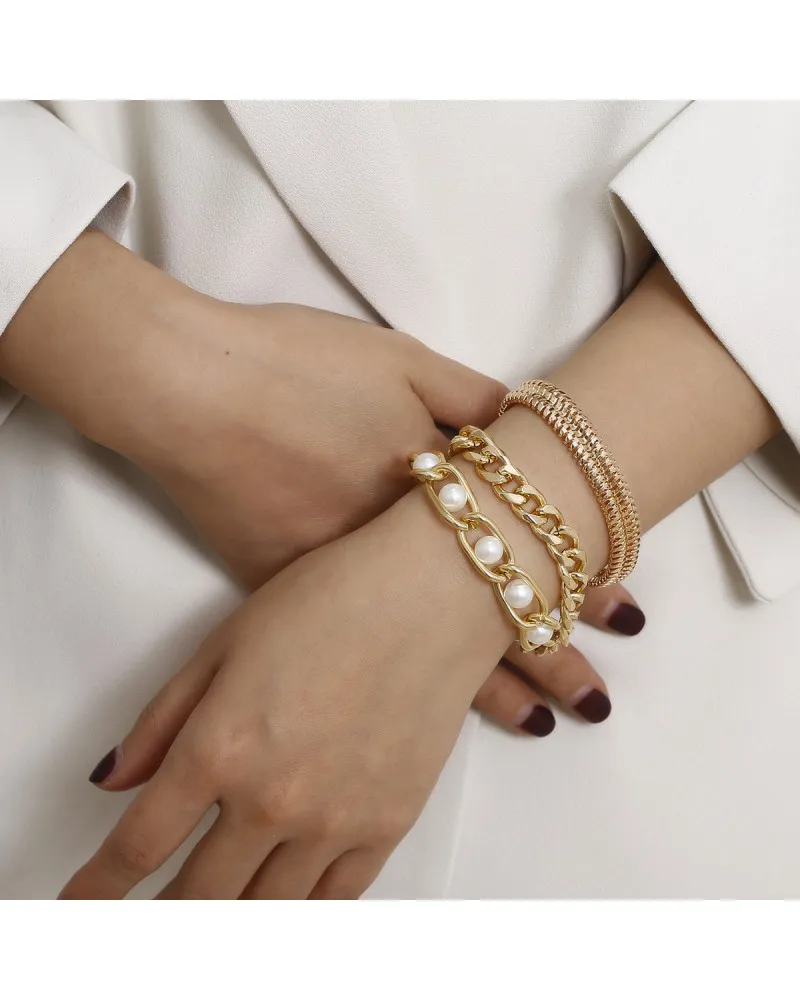 Bracelet de tempérament de perles incrustées de chaîne créative